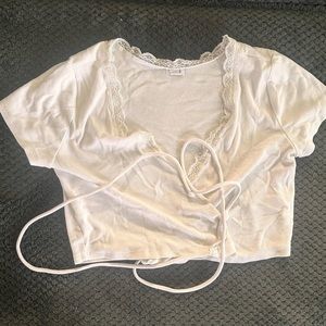 white tie across shirt, used, garage, size large